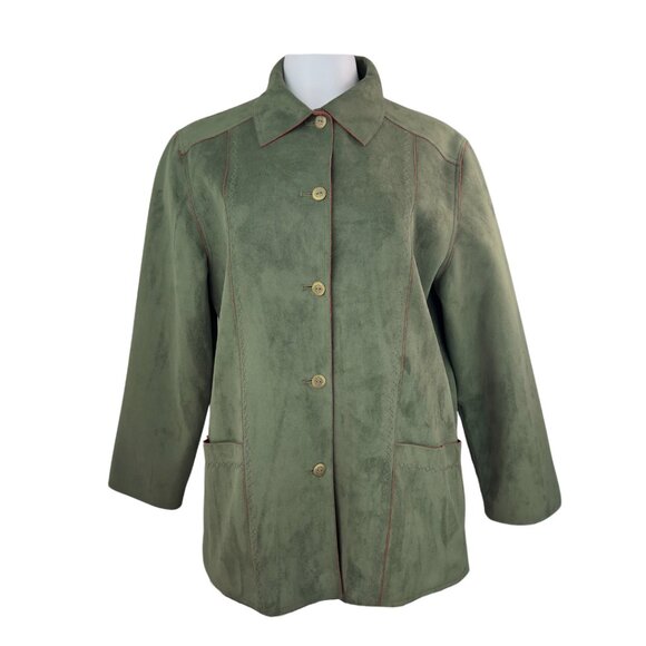 Alfred Dunner Faux Suede Jacket in Green - Picture 1 of 2